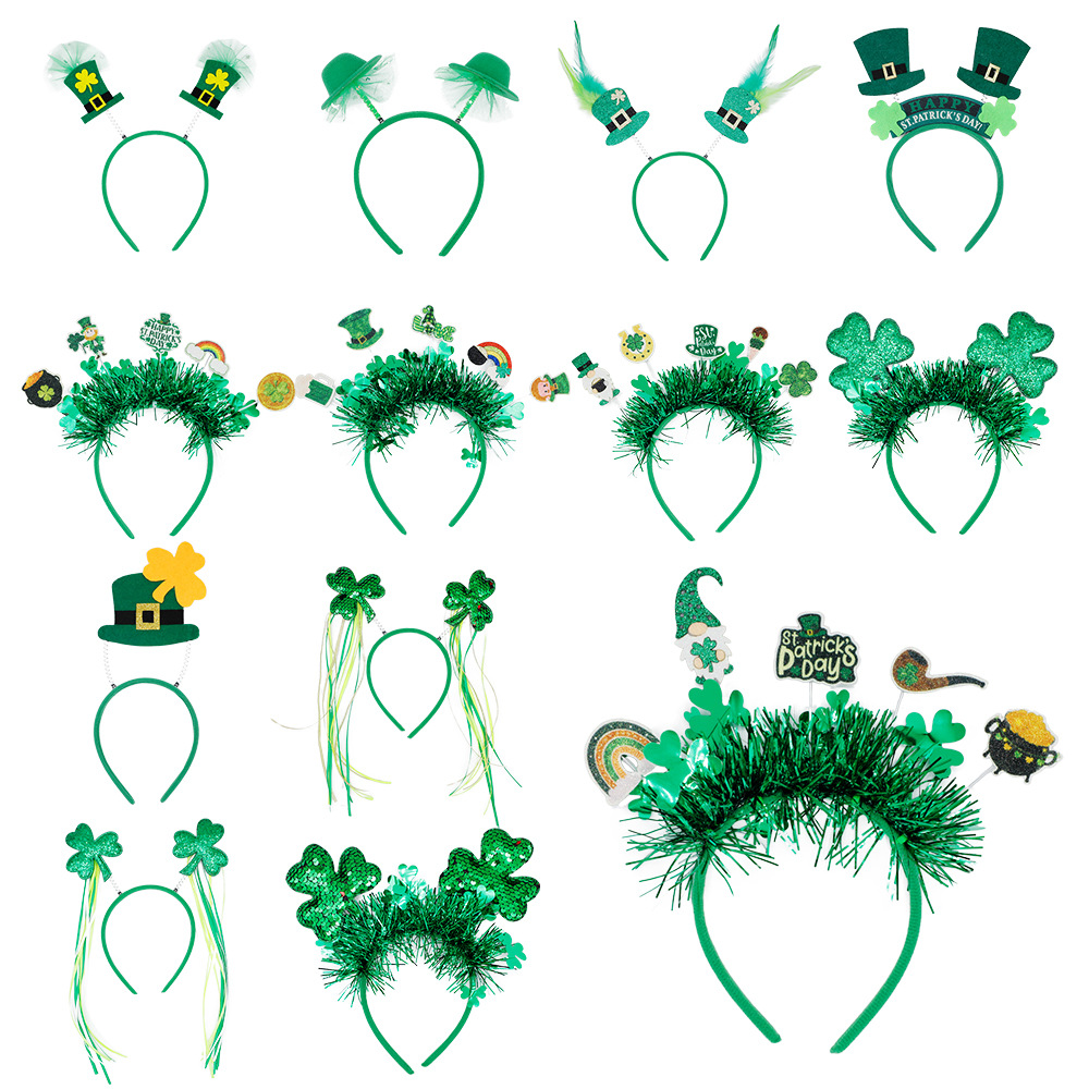 cross-border amazon st. patrick‘s day clover irish guardian carnival party headband decorative headdress