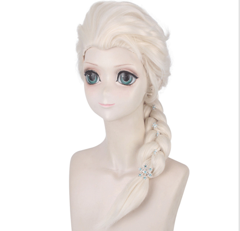 冰雪奇缘节日假发万圣节艾莎公主逼真蓬松假发 米色辫子cos假发套