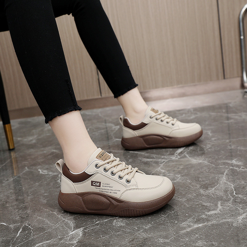 Xq5801 New 2024 Spring Leisure Board Shoes Thick Sole Increased Shoes Korean Sports Women's Shoes Students' Street Shot Trend