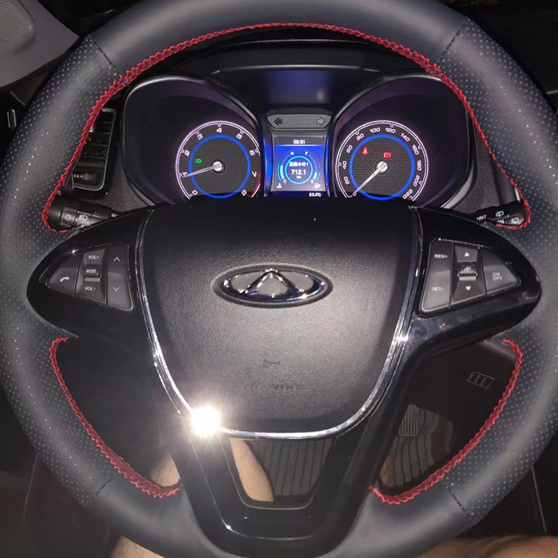奇瑞瑞虎5 瑞虎3 瑞虎8艾瑞泽7 5 m7专用真皮手缝方向盘套-阿里巴巴