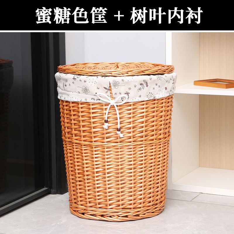Bamboo Basket Rattan Woven Storage Basket Laundry Basket Dirty Clothes Basket Toy Clothes Bedroom Bathroom Hot Pot Restaurant with Lid Laundry Baskets Hot