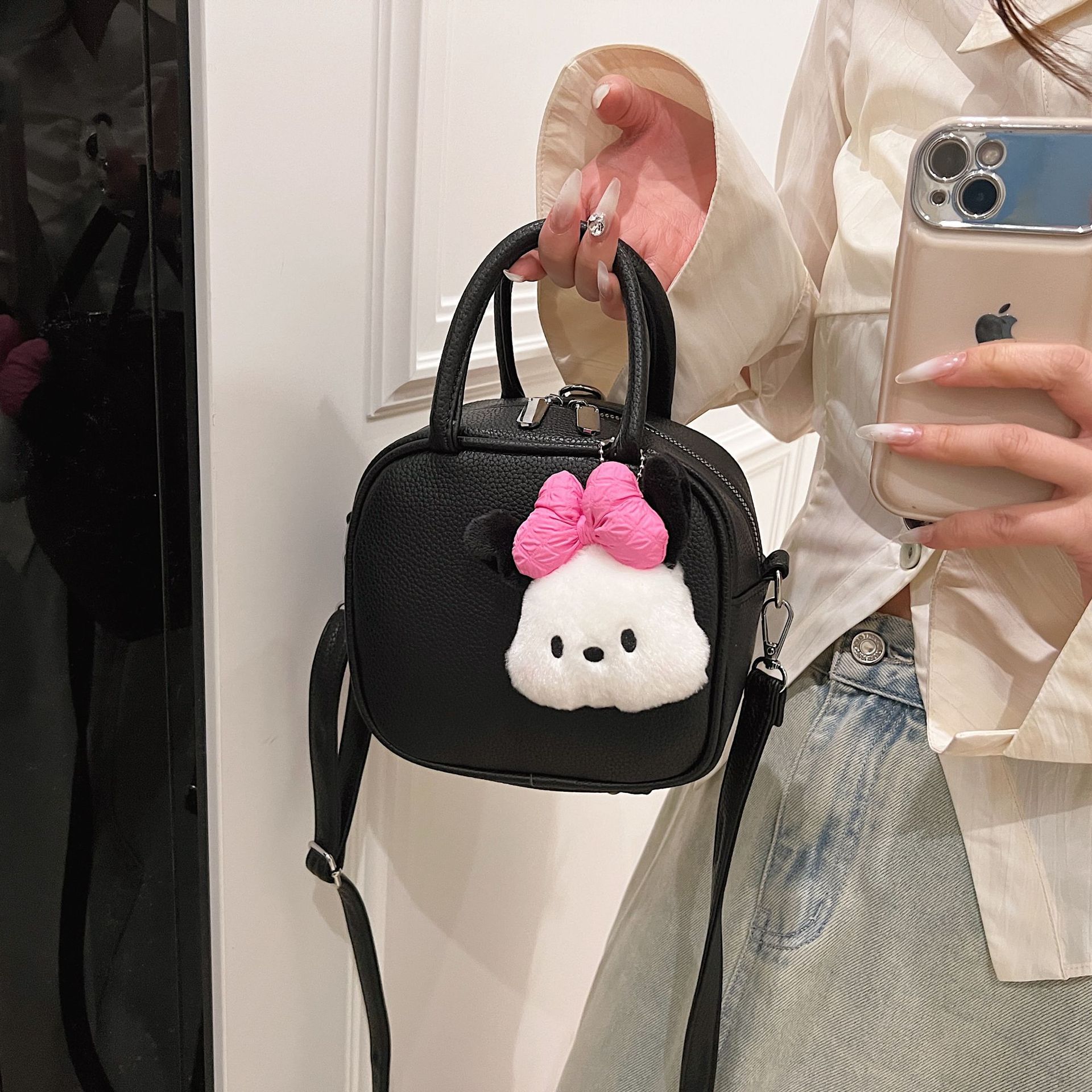 春夏韩版手提小方包女2024新款ins简约单肩斜挎包洋气网红双肩包