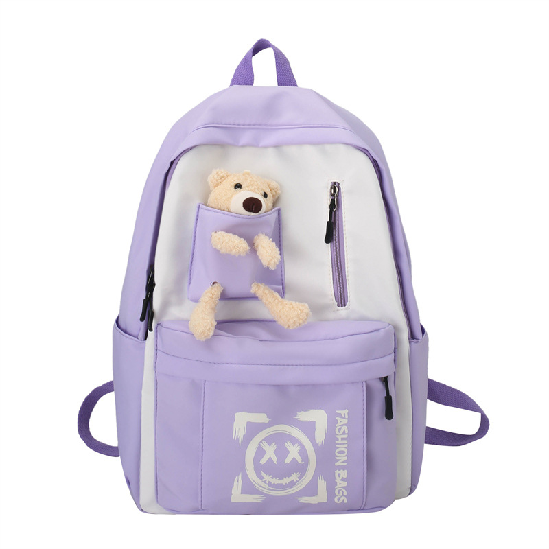 2022 Opening Season New Early High School Student Schoolbag Fashion Casual Bag Cartoon Bear Doll Backpack