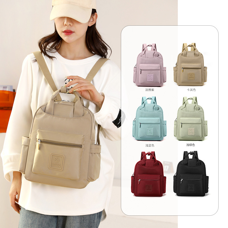 Fashion Commuter Travel Bag Nylon Cloth Women's Backpack Lightweight Student Hand Holding Schoolbag