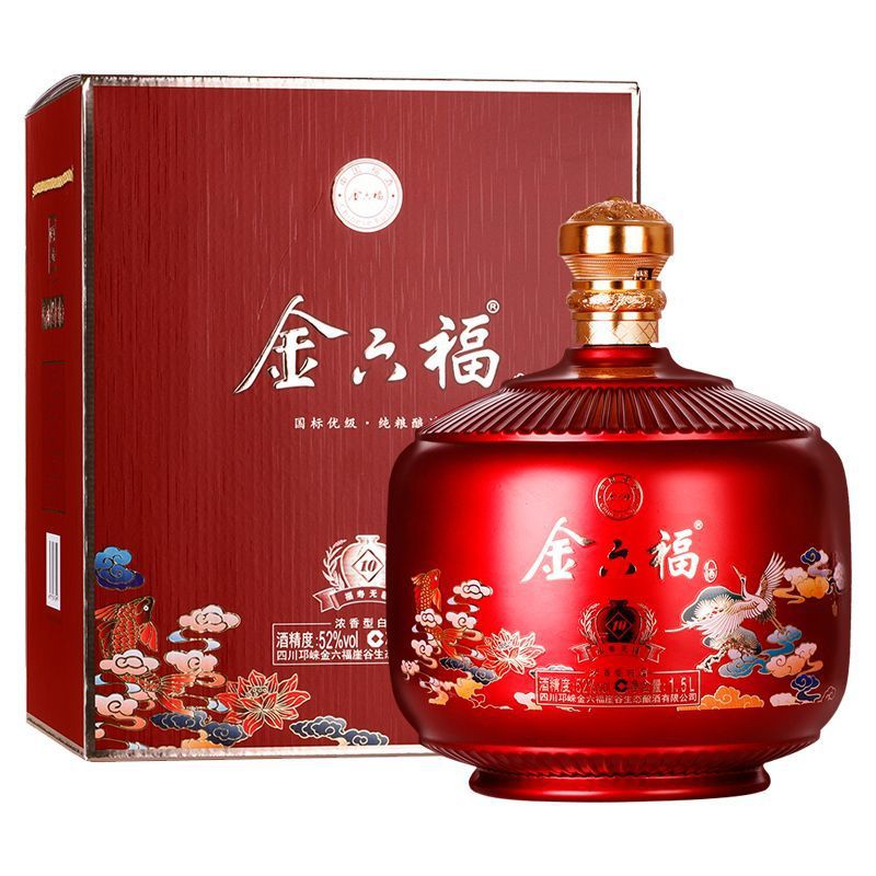 金六福52度福寿无疆3斤大坛装1500ml 浓香型白酒粮食酒礼盒装