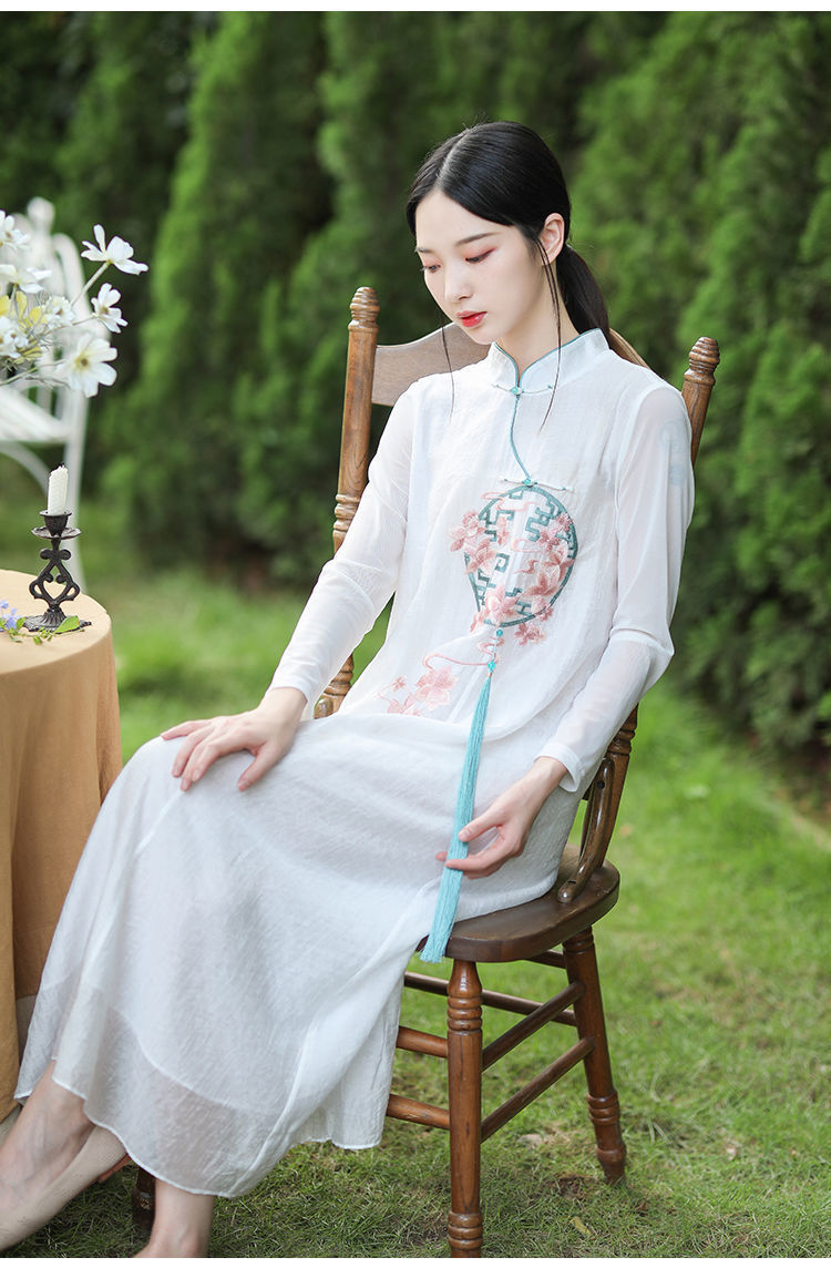 汉元素女新款中国风连衣裙刺绣改良版禅意汉服高雅气质复古唐装女