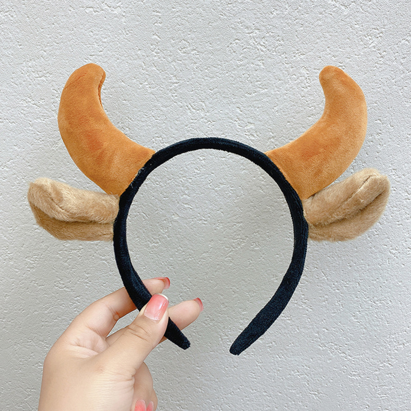 牛气冲天牛年发箍牛角新年头箍红色小饰品发饰发卡喜庆牛头头饰女