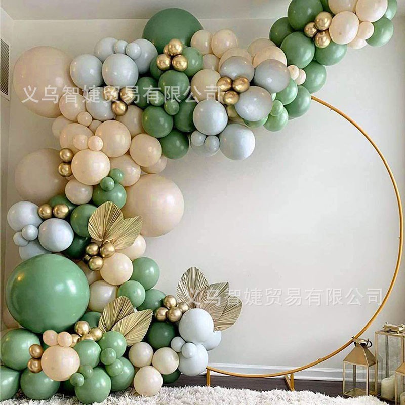 da4k气球装饰场景布置绿色马卡龙气球链宝宝周岁儿童生日开业气球