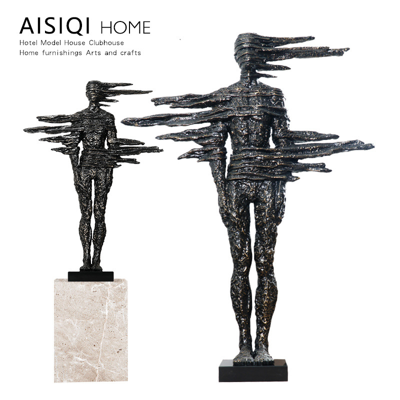现代抽象艺术雕塑售楼处酒店大堂门店玄关创意艺术品落地人像摆件