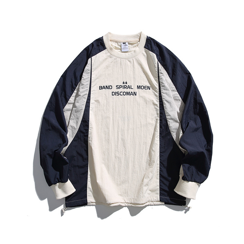 24春季新款日系户外cityboy撞色印花圆领卫衣男运动外套-阿里巴巴