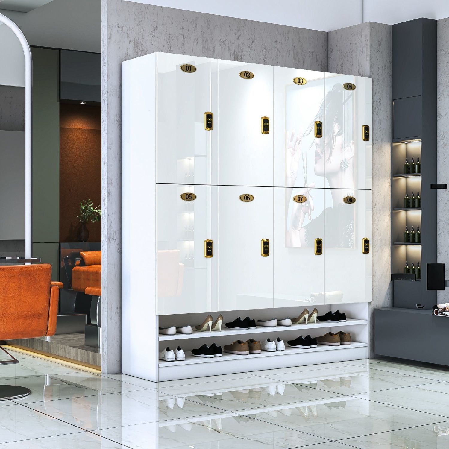 更衣室储物柜密码锁厂房鞋柜美容院理发店工作服洗浴更衣柜车间