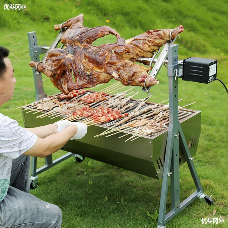 烤全羊烧烤架自动翻转烤羊炉烤乳猪烤鸡家用木炭烧烤炉户外碳烤炉