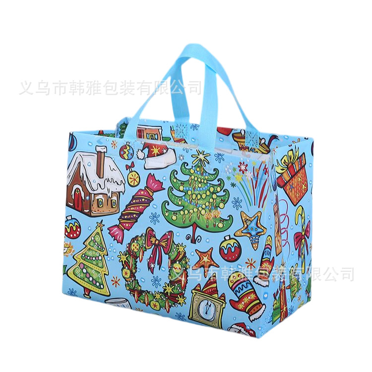 Foreign Trade Cross-Border Spot Christmas Gift Bag Non-Woven Film Cartoon Handbag Environmental Protection Shopping Bag Wholesale