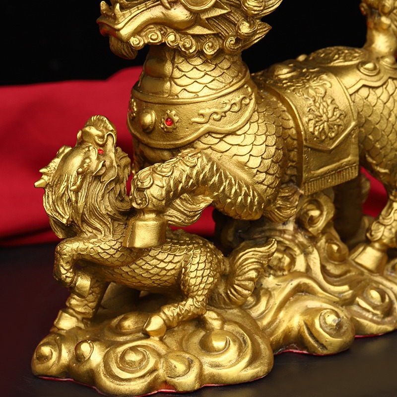 包邮纯铜吉祥如意麒麟摆件一对戏珠麒麟家居装饰品玄关客厅工艺品