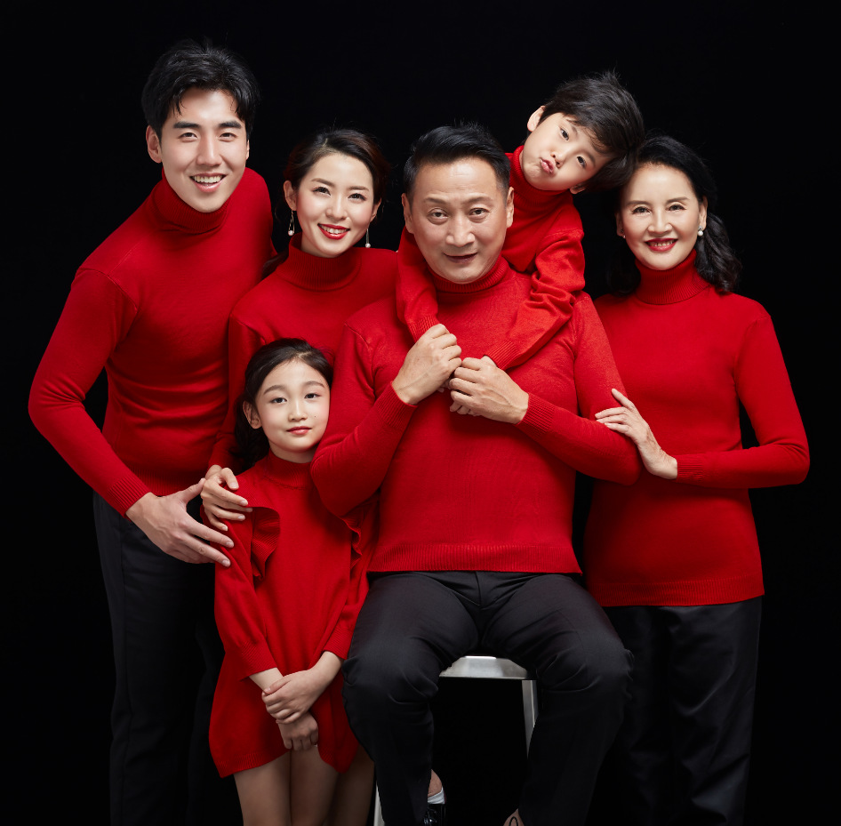 新款影楼全家福拍照亲子装时尚一家四六口中国风写真儿童摄影服装