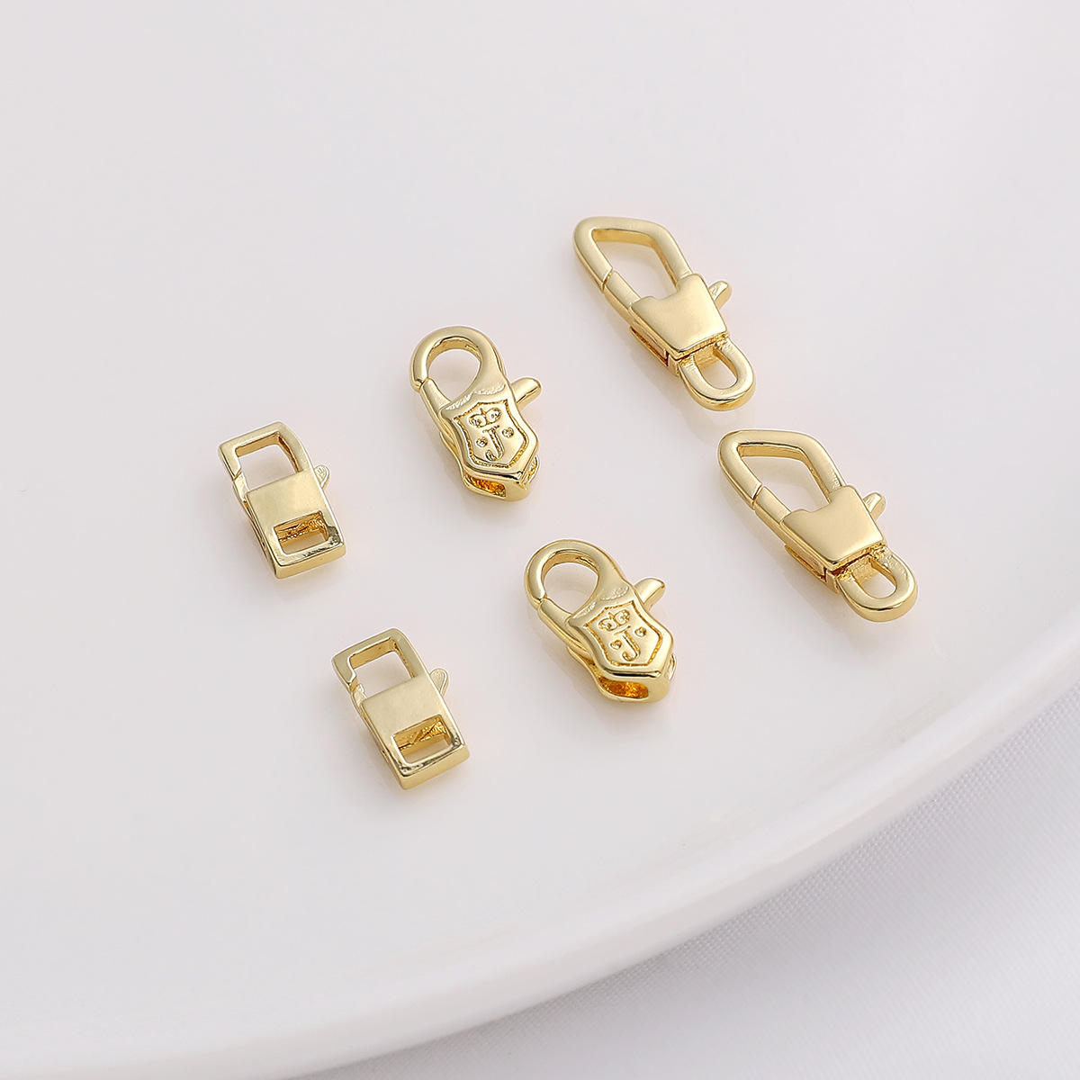 14k包金保色龙虾扣长方锁扣三角锁扣diy饰品配件手工制作手链材料