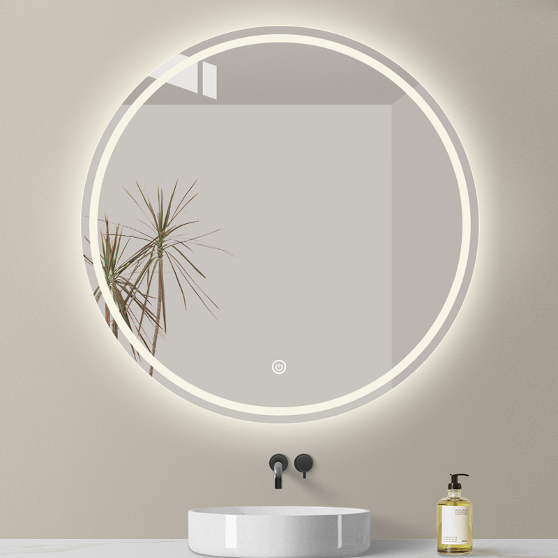 Smart Bathroom Mirror Hotel Led round Mirror Touch Screen Toilet with Light Antifog Glasses Toilet Bathroom Mirror