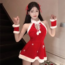 SEX DRESS性感可爱圣诞毛绒露背小个子新年装连衣裙