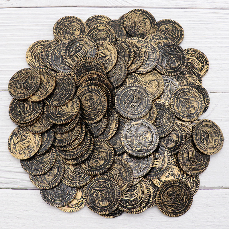 海盗金币玩具 万圣节道具筹码币 桌游钱币塑料玩具币宝藏寻宝金币