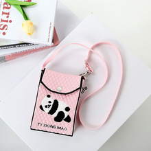 熊猫图案mini手机包便携单肩包手机零食斜挎包针织包厂家直发