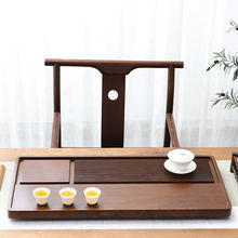 简易整块高端茶盘实木家用排储小型干泡茶台办公室茶海功夫电木款
