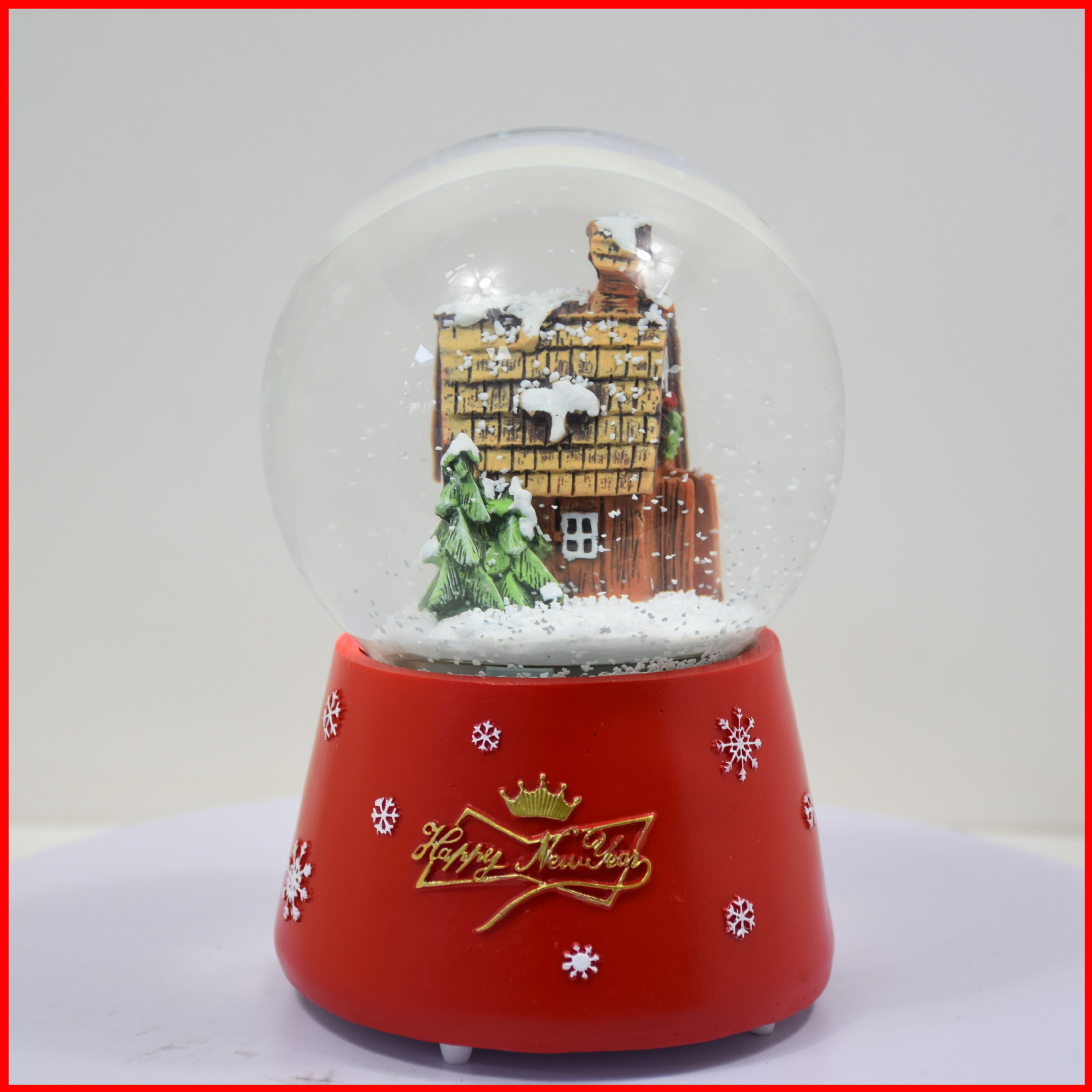 定制带灯雪花少女圣诞节水晶球音乐盒 带灯透明玻璃球礼物