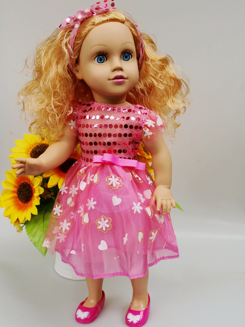 18寸美国女孩仿真娃娃玩具会眨眼洋娃娃儿童玩具带音乐可站立