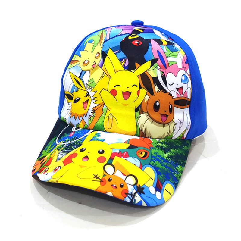 Cross-Border Children's Hat Pikachu Baseball Cap Printed Pet Elf Cartoon Peaked Cap Children Sun Hat Tide