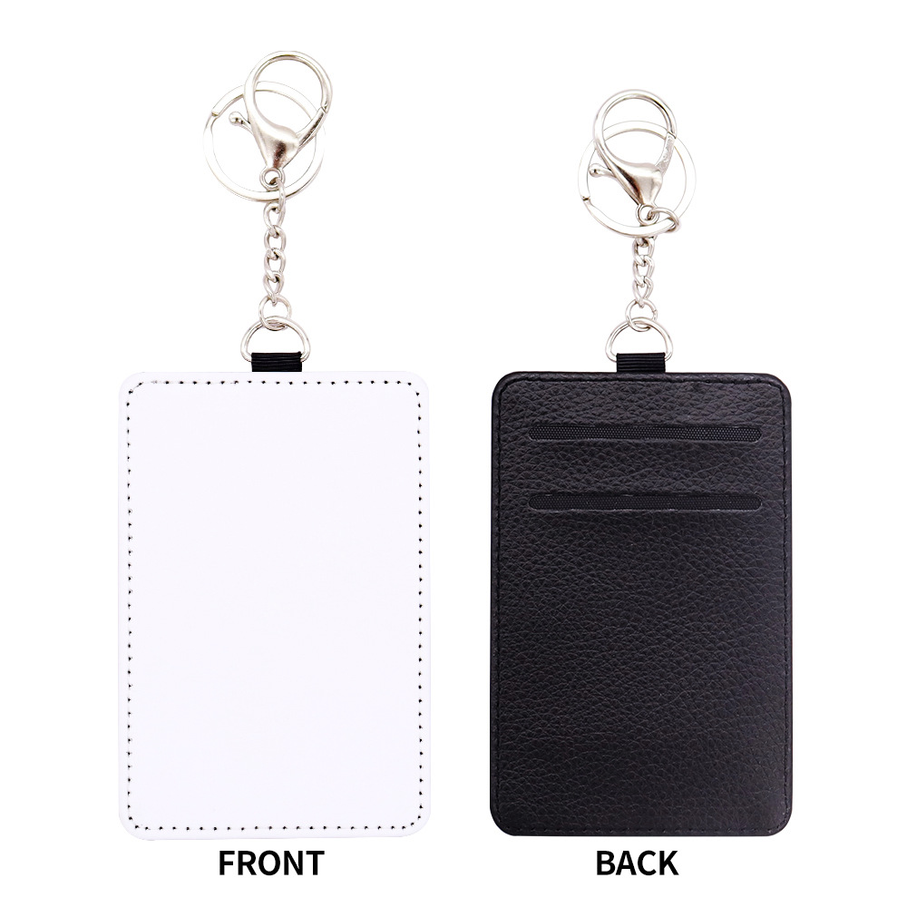 Sublimation PU Leather Bus Card Cover Keychain Card Holder Blank DIY Thermal Transfer Certificate Card Holder Source Manufacturer