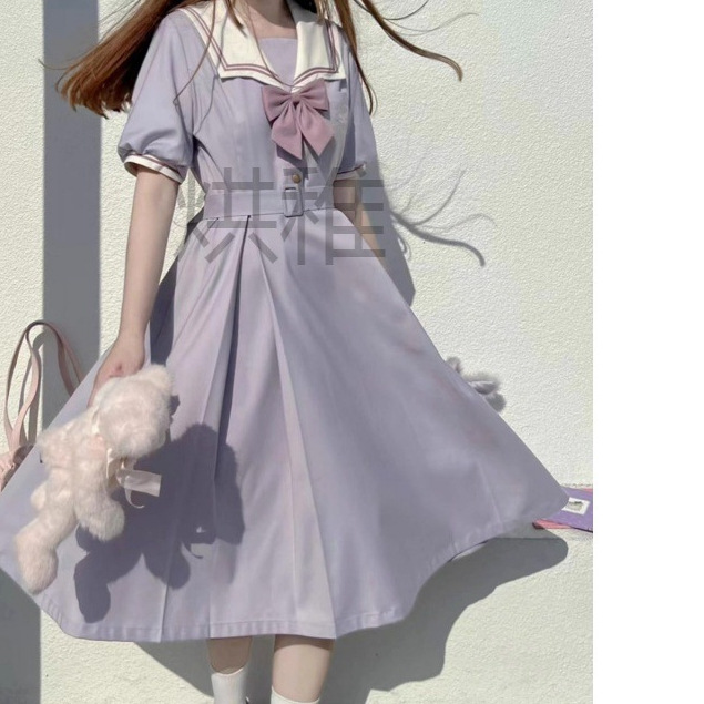 榹7雾藤中jk制服仙女连衣裙夏季日系淡紫水手服温柔优雅盛夏服胡