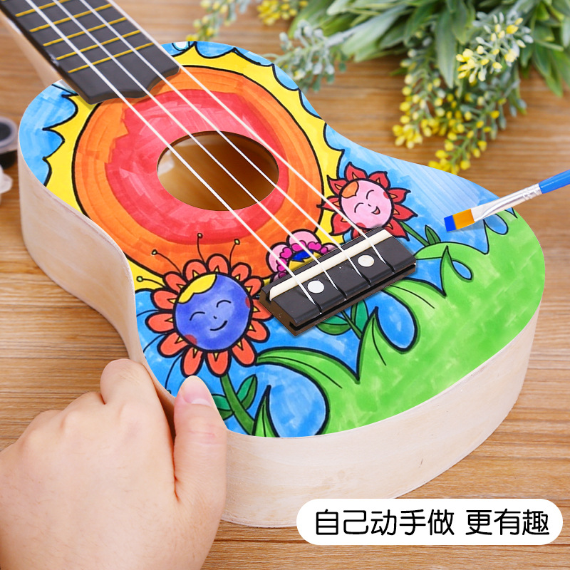 组装小吉他尤克里里diy手工制作自制材料包彩绘手绘画木质涂鸦