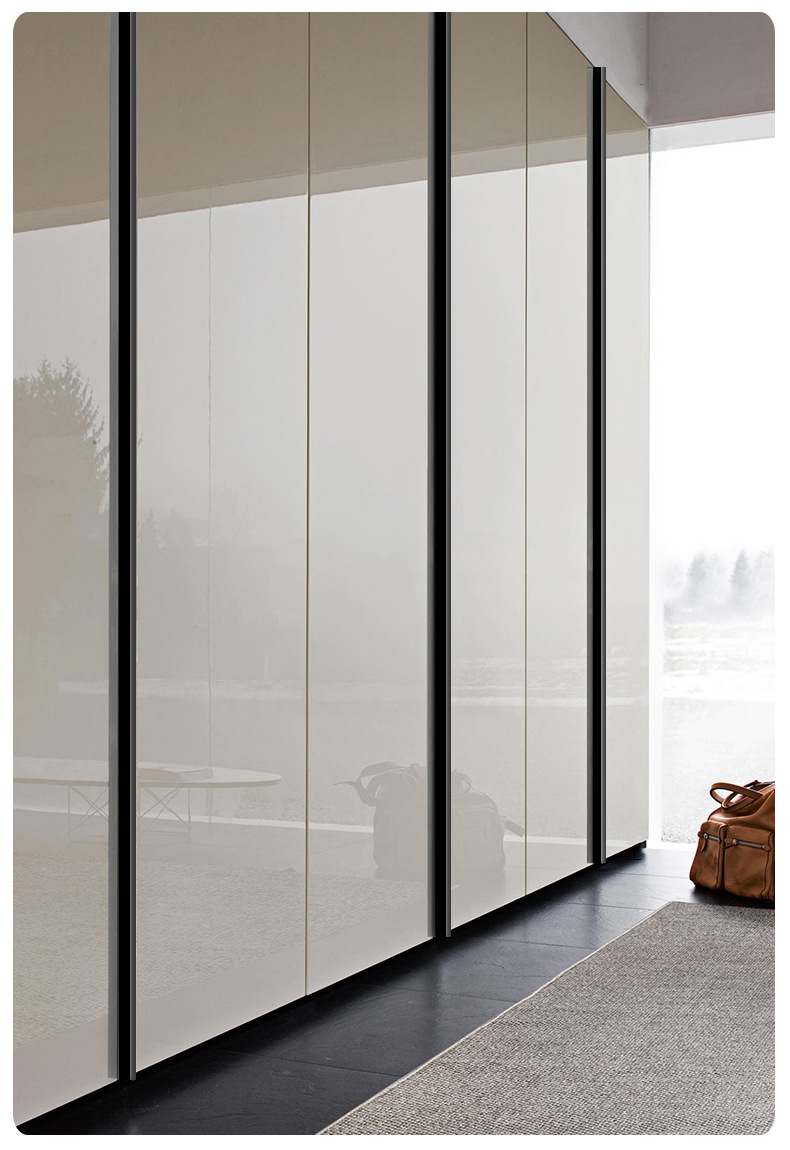 金色通顶大衣柜门加长条把手一门到顶黑色轻奢现代简约衣柜长拉手