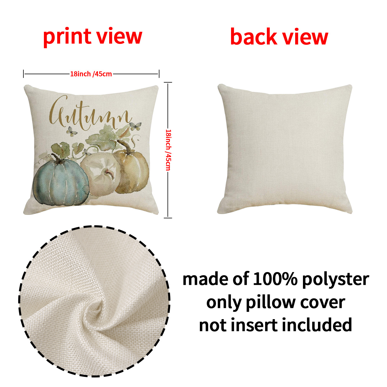Cross-Border Amazon Autumn Thanksgiving Pillow Cover Home Sofa Cushion Cover Linen Printed Harvest Pumpkin Pillow