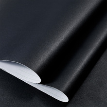 KI9S纯黑色贴纸自粘墙纸磨砂膜木纹桌面家具翻新背景装饰防水壁纸