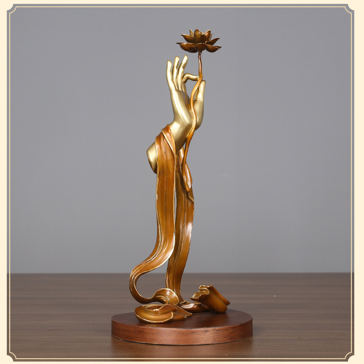 黄铜佛手莲花摆件工艺品客厅办公室家居装饰品