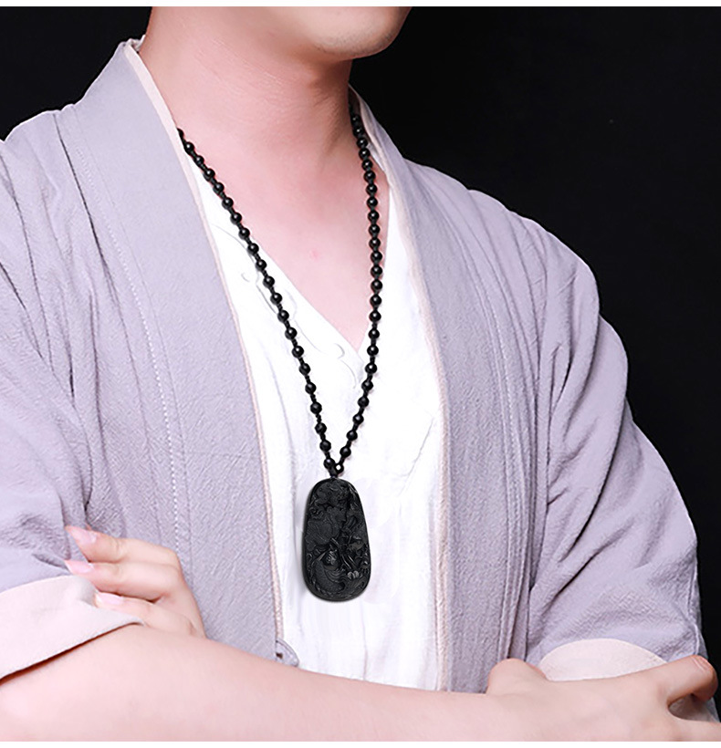 天然墨翠a货翡翠墨玉鱼牌年年有余吊坠玉石挂件招财男士项链女款