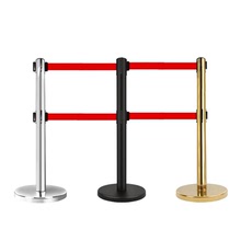 双层一米线隔离带伸缩带排队围栏杆不锈钢银行警示立柱警戒护栏杆