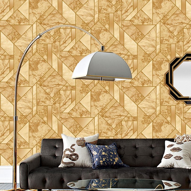 3D Simple Geometric Blue Golden KTV Wallpaper Living Room Background Hotel Bar Restaurant Ceiling Wall Paper