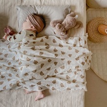 ins小熊婴儿床午休被子 卡通印花办公室被子 空调被床垫儿童床毯