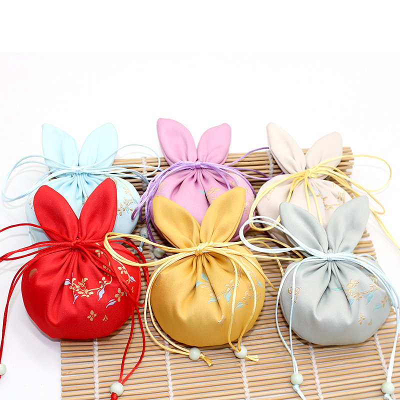 端午节香包袋子香囊空袋香袋织标袋挂脖兔子形状中草药空袋子端午