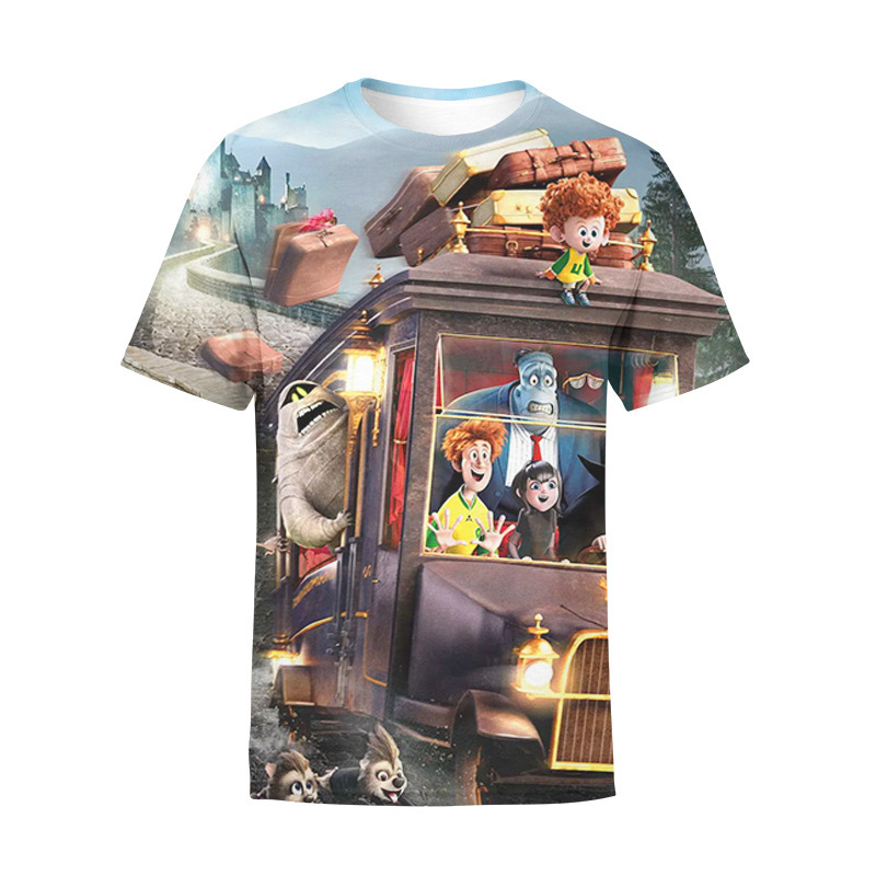 Summer New Foreign Trade Men's Sports Short Sleeve Animation Hotel Transylvania 3D Digital Printed Children's Clothing T-shirt