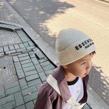 儿童帽子女童秋冬韩版针织字母毛线帽冬天男童保暖防风套头帽冷帽