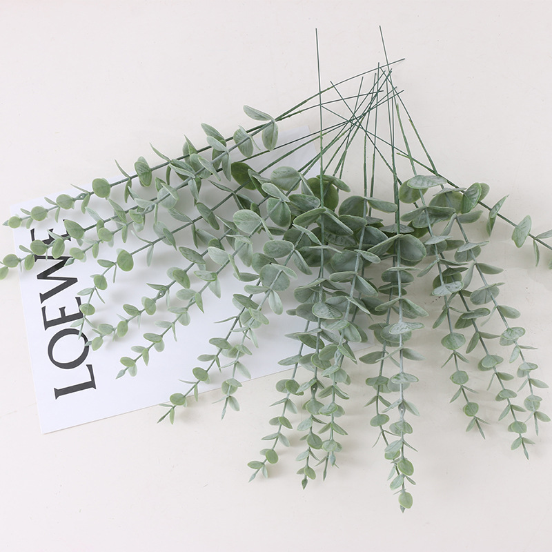 仿真尤加利枝叶北欧仿真单叉金钱叶ins假花束餐厅花瓶插花装饰品