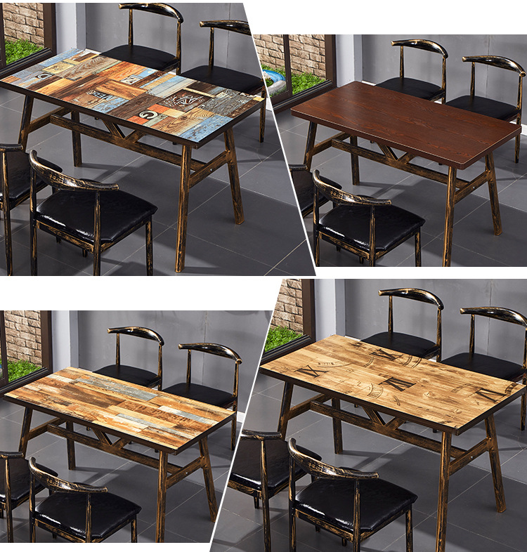 厂家批发烧烤饭店铁艺桌子复古主题餐厅小吃早餐面馆餐饮桌椅组合