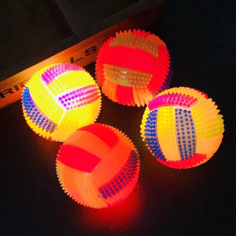 Children's Creative Glow Whistle Football Flash Sound Pinch Massage Ball Bb Called Barbed Ball Stall Toys Wholesale