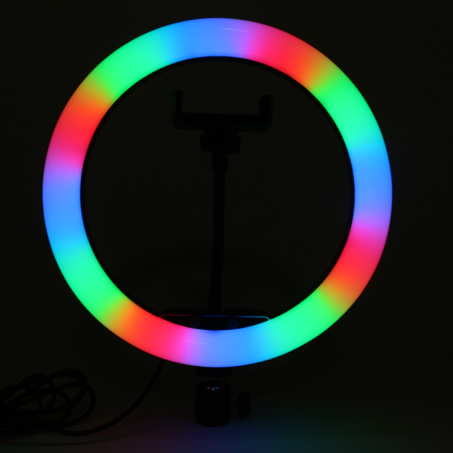 外贸10寸rgb手机直播补光灯13寸主播美颜自拍led彩灯环形跑马灯厂