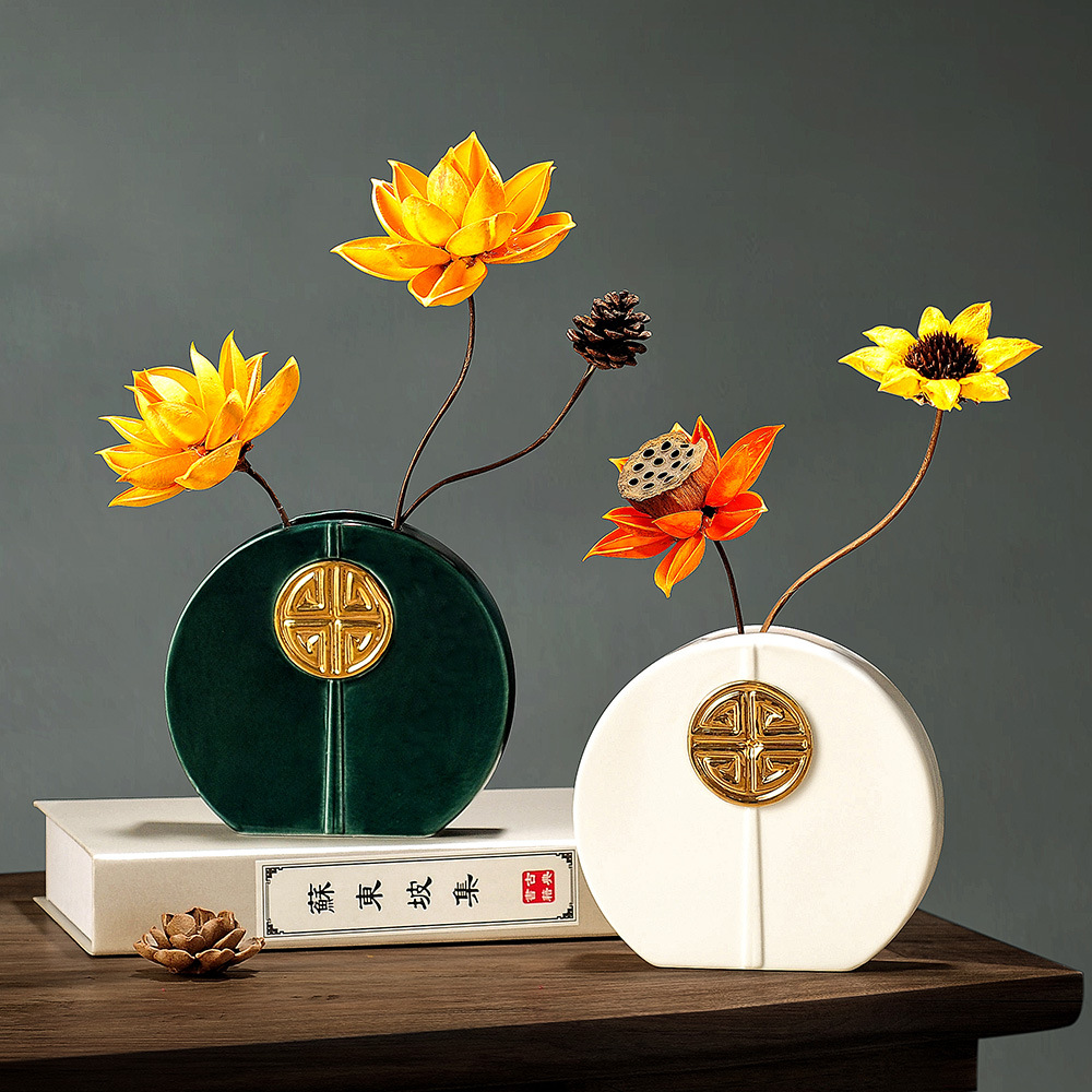 中式花瓶桌面办公室家里客厅室内鹿摆件玄关装饰品创意酒柜工艺品