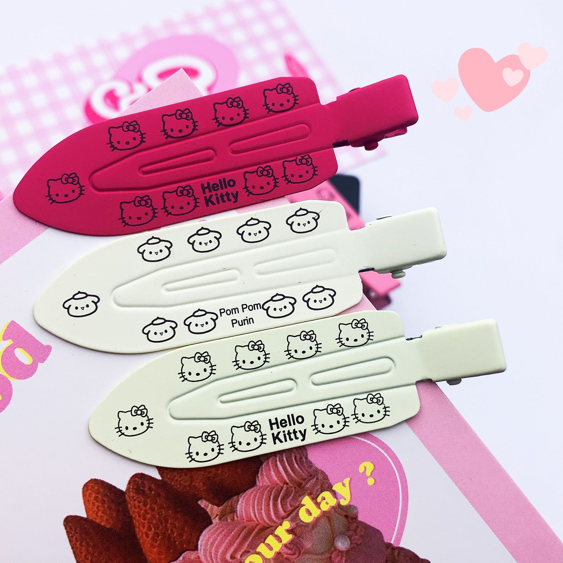 Sweet Cool Hello Kitty Seamless Barrettes Hello Kitty Eight-Character Bangs Side Clip Bangs Forehead Bar Shaped Hair Clip