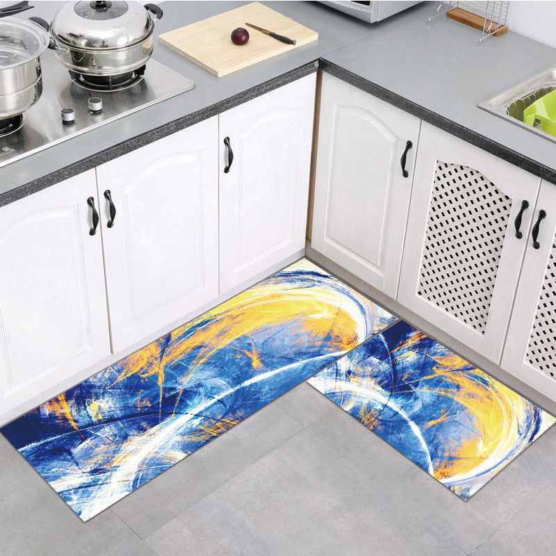 Cross-Border Hot Selling Marble Texture Flannel Floor Mat Living Room and Bathroom Non-Slip Foot Mat Carpet Household Mat