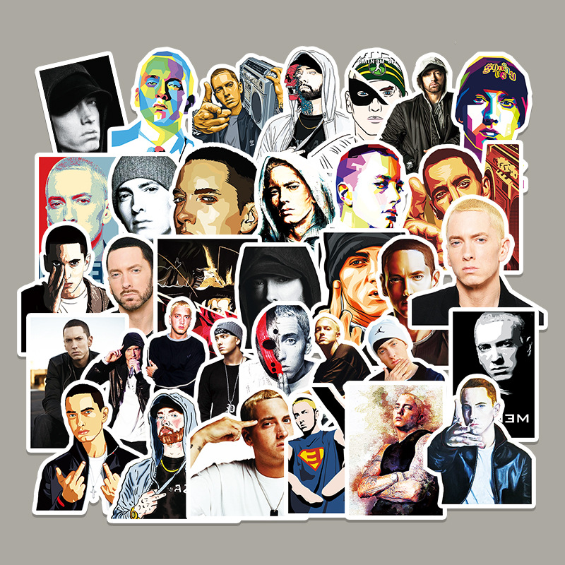 50张男歌手eminem涂鸦贴纸笔记本电脑行李箱手机吉他汽车装饰贴纸